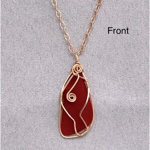 Wire Wrapped Brown Beach Glass Pendant